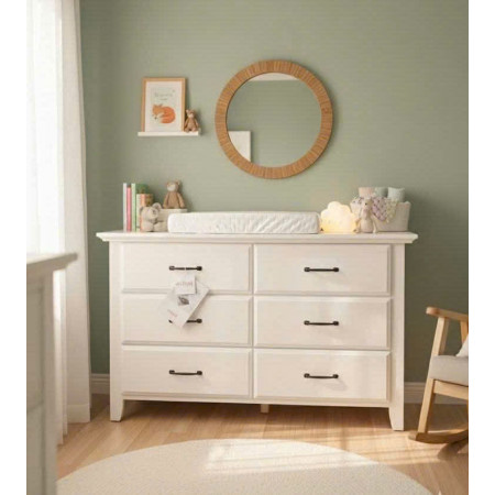 Soho White : Tủ Ngang 6 Ngăn Kéo - Màu Trắng Wash